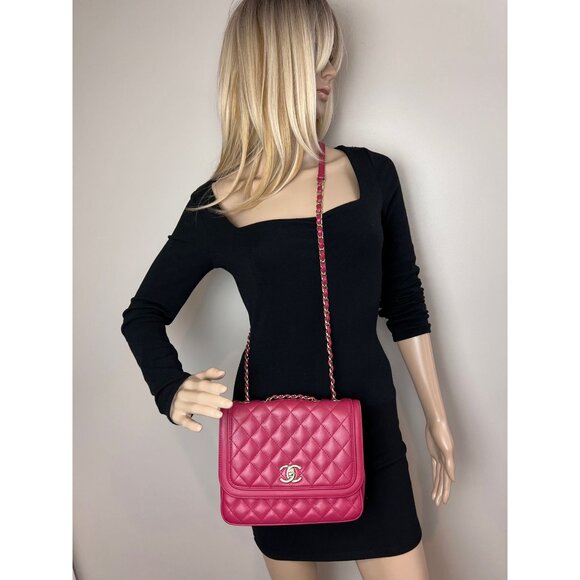 Chanel Lambskin Quilted Lovely Day Medium Pink Flap Crossbody Bag - Picture 16 of 16